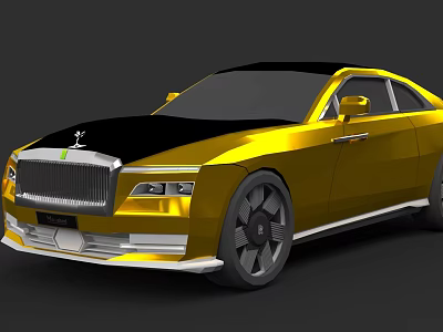 Luxury Golden Car With Black Roof And Modern Coupe Design 3d model
