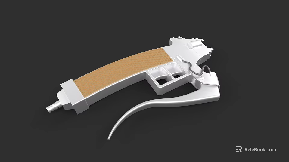 Game Movie Character Using White Brown Prop Gun With Textured Handle Design 3d model 