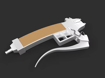 Game Movie Character Using White Brown Prop Gun With Textured Handle Design 3d model