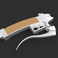 Game Movie Character Using White Brown Prop Gun With Textured Handle Design