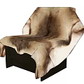 Accent Chair with Plush Brown and Beige Fur Cover and Dark Frame for Cozy Living Space