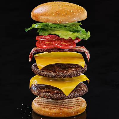 Modern Burger Hamburger Food 3d model
