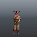 Traditional Chinese Child Character Wearing Green Outfit With Red Belt And Sandals