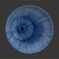 Modern Blue Sculptural Carving With Radial Stripes And Bowl Shaped Textured Design