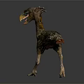 Prehistoric Flying Bird 3D Model with Standing Posture Detailed Feathers and Large Beak on Dark Background