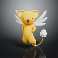 Game And Movie Character Yellow Cartoon Figure With White Wings And Lotus Shaped Tail