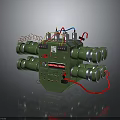 Industrial Electrical Control Device With Green Casing Multiple Cylindrical Ports Colored Wires And Control Panel