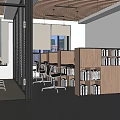 Modern Public Office Space With Open Layout Sofas Coffee Tables And Bookshelves 3d model
