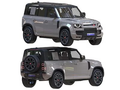 Silver Modern SUV with Black Wheels Red Accents Roof Rack and Rear Spare Tire 3d model