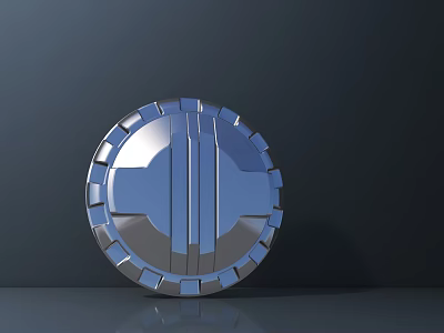 Silver Circular Metallic Object Featuring Symmetric Geometric Structure With Vertical Bars And Reflective Finish 3d model