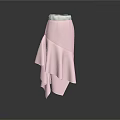 Fashionable Pink Women's Skirt With Asymmetrical Ruffled Hem For Daily Use