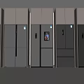 Various Modern Sleek Gray Fridge Freezers With Different Doors And 3d model