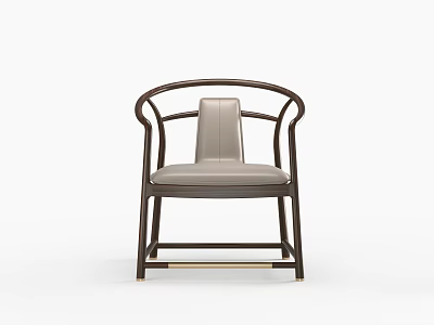 Modern Leisure Chair With Wooden Frame Leather Upholstery And Curved Armrests 3d model