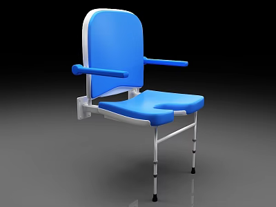 Blue Medical Shower Chair With Armrests White Frame And Stable Wheels 3d model