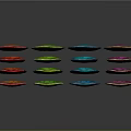 Colorful Shiny Fan Shaped Plants with Red Green Blue Pink Hues on Gray Background