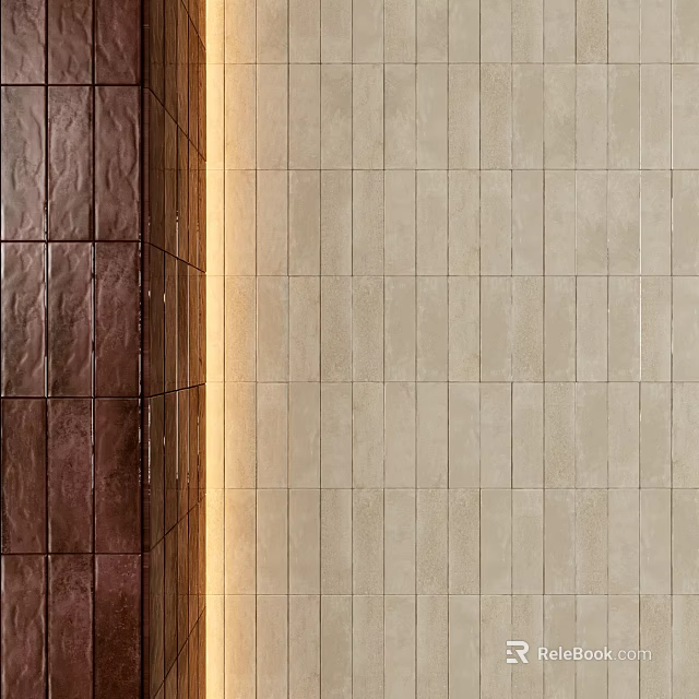 Modern Wall Components With Copper Metal Panels And Beige Tile Surfaces 3d model