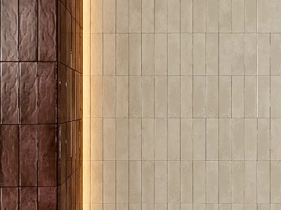 Modern Wall Components With Copper Metal Panels And Beige Tile Surfaces 3d model
