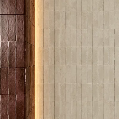 Modern Wall Components With Copper Metal Panels And Beige Tile Surfaces 3d model