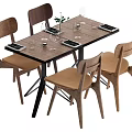Modern Dining Table and Chair Combination 3d model