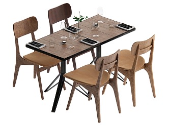 Modern Dining Table and Chair Combination 3d model