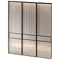 Modern Glass Room Dividers with Vertical Stripes and Metal Frame for Interior Space Partition