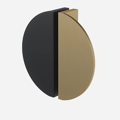 Two Tone Black and Brass Circular Metal Furniture Handle in Modern Minimalist Design 3d model