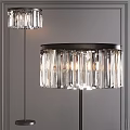 Elegant Modern Crystal Floor Lamp With Transparent Prisms And Black Metal Stand