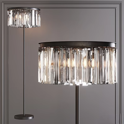 Elegant Modern Crystal Floor Lamp With Transparent Prisms And Black Metal Stand 3d model