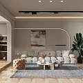 Modern Living and Dining Room Interior With Sofa Coffee Table And Large Plant