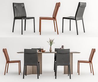 Modern Dining Table and Chair Combination Dining Table and Chair Leather Single Chair Dining Chair 3d model