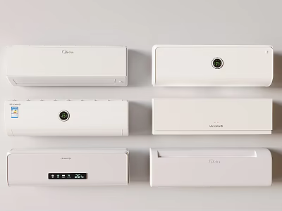 White Wall Mounted Air Conditioner Fans Different Models For Home Cooling 3d model