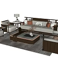 Elegant Modern Sofa Coffee Table Set With Armchairs Table Lamps And Decorative Pillows 3d model
