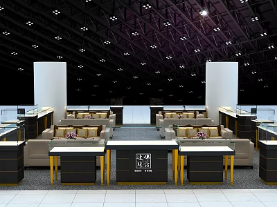 Jewelry Store Interior Design With Elegant Display Counters And Ambient Lighting 3d model