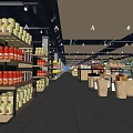 Well Lit Supermarket Department Store With Spacious Aisles And Stocked Grocery Shelves