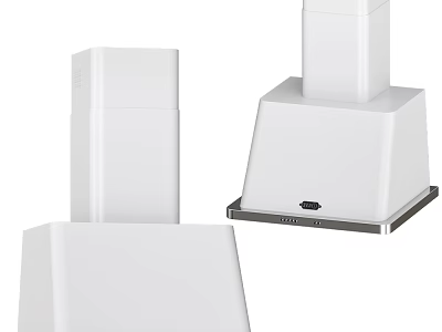 White Modern Kitchen Range Hoods With Sleek Design And Stainless Steel Base 3d model