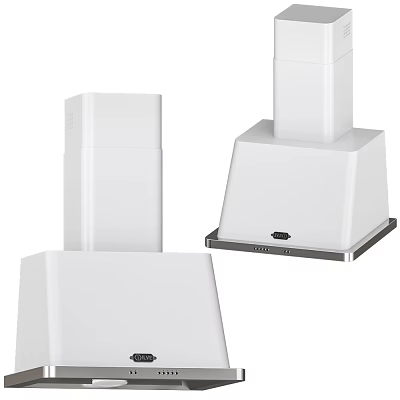 White Modern Kitchen Range Hoods With Sleek Design And Stainless Steel Base 3d model