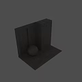 Gray Concrete Sphere Decorative Component With Multicolored Textured Walls And Wooden Frame
