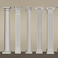 White Classical Columns With Various Styles And Decorative Capitals For Interior Design 3d model