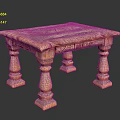 Carved Wooden Table Furniture with Intricate Leg Design and Decorative Surface