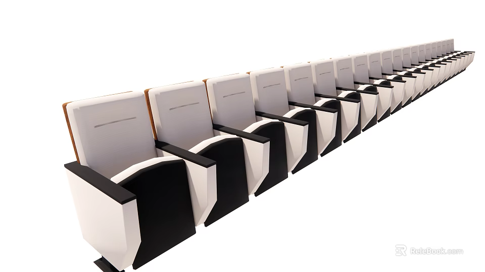 Modern Public Chairs With Black And White Design And Armrests Neatly Arranged 3d model 