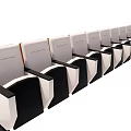 Modern Public Chairs With Black And White Design And Armrests Neatly Arranged