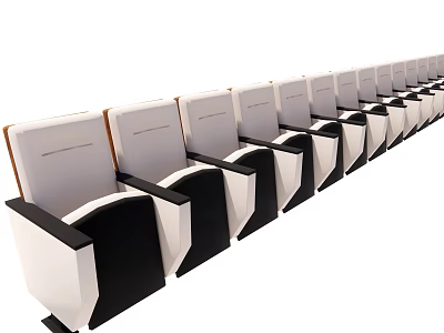 Modern Public Chairs With Black And White Design And Armrests Neatly Arranged 3d model