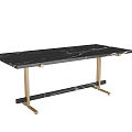 Modern Black Marble Top Dining Table With Gold Metal Legs Design