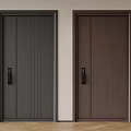 Modern Security Doors in Dark Gray and Dark Brown with Panel Design and Secure Locks