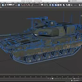Modern Military Tank 3D Model with Green Camouflage Armored Turret and Tracks