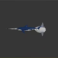 Aquatic Animal Blue Swordfish 3D Model With Long Bill And Dorsal Fin Features