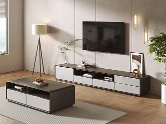 Light Luxury TV Cabinet TV Cabinet Coffee Table Combination 3d model