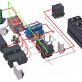 Industrial Equipment System With Pipes Compressors Cooling Units And Control Panels