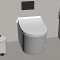Modern Bathroom Interior Featuring Smart Toilet Trash Bin And Toilet Paper Holder