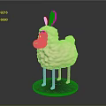 Cute Sheep Sculpture With Pink Ears White Wool And Purple Base